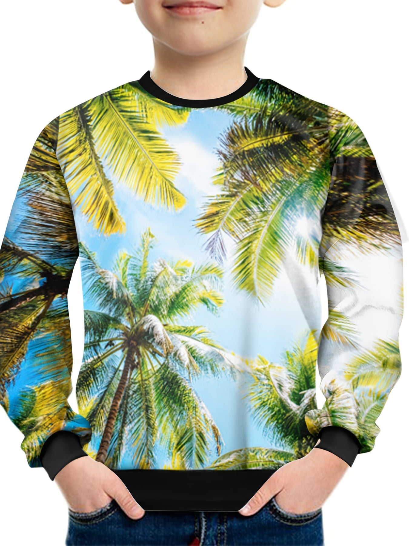 Coconut Tree Print Kid's Sweatshirt Long Sleeve Top