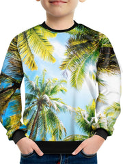 Coconut Tree Print Kid's Sweatshirt Long Sleeve Top