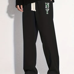 Men's Letter Print Joggers Casual Loose Fit Drawstring Pants
