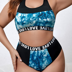 Sports Lingerie Set Colorblock Tie Dye Bra & Panty Set