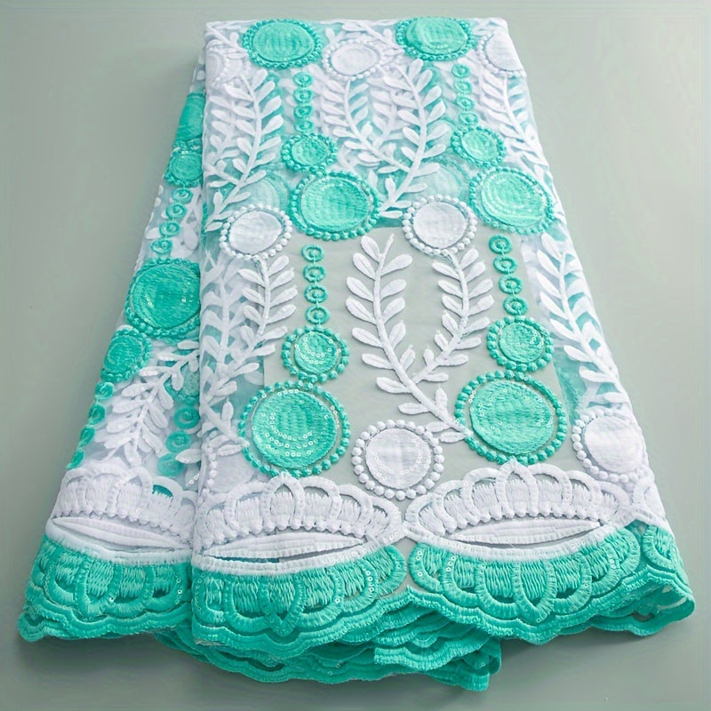 African Mesh Lace Fabric With Sequins French Embroidered Tulle Milk Silk Lace