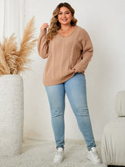 V-Neck Cable Knit Sweater