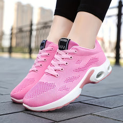 Women's Breathable Mesh Sneakers Casual Lace Up Air Cushion Shoes Comfortable