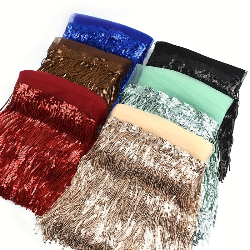 Leaf Sequin Tassels Fringe Trim 5yd DIY Sewing Costume Curtain Decoration