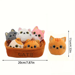 Cute Cat Dino Axolotl Plush Toy Set with Fruits & Basket
