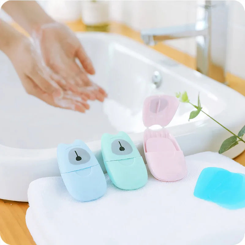 50pcs/Box Travel Hand-washing Soap Paper Aroma Sliced Cleaning Paper