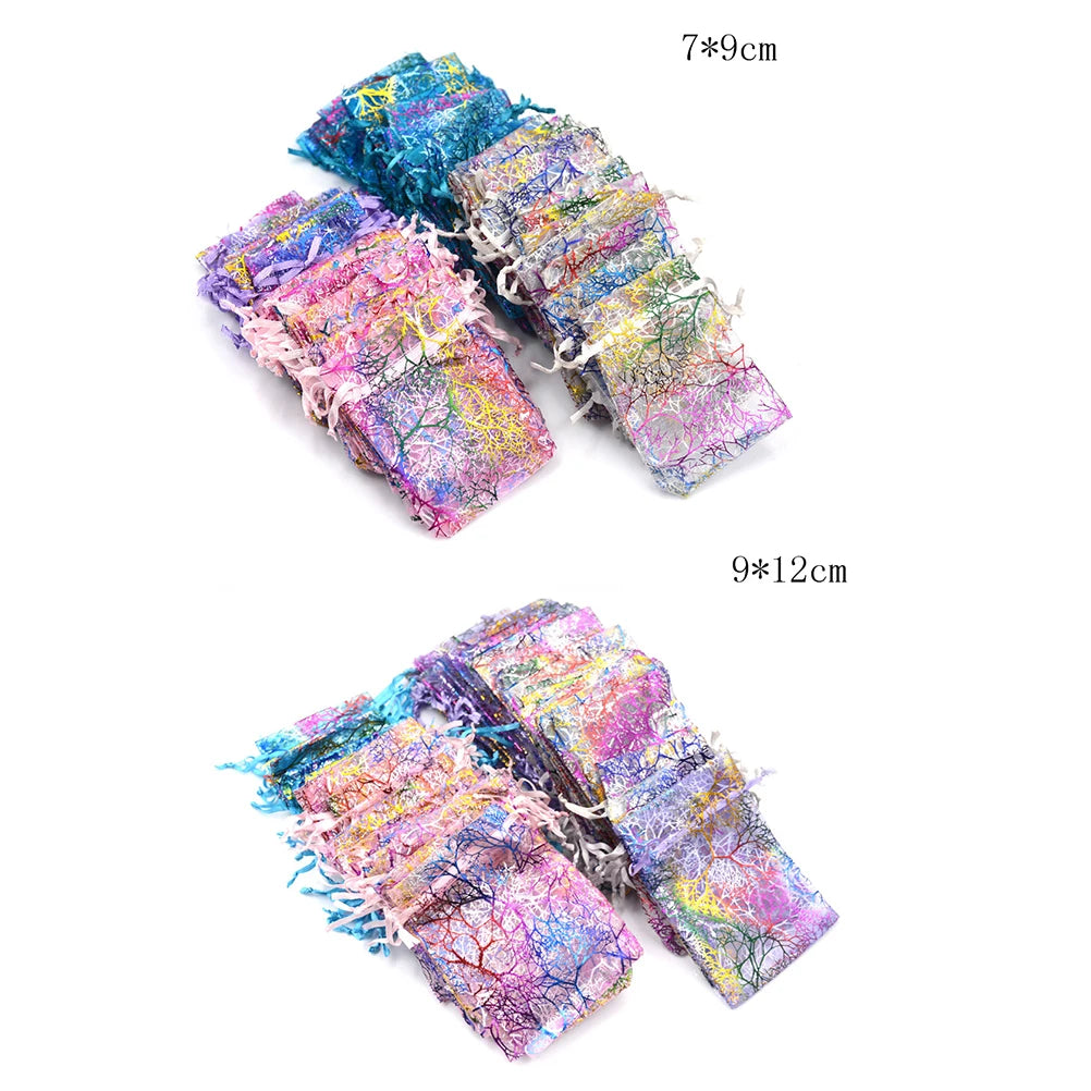 50pcs Organza Gift Bags 7*9 9*12cm Drawstring Pouches for Wedding Party