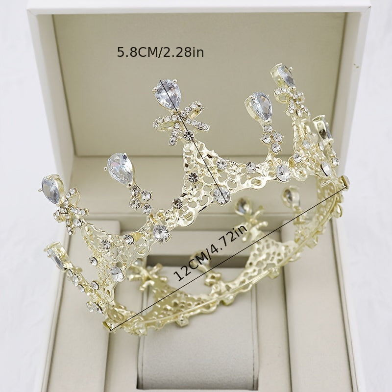 Round Zircon Crown Silvery Golden Hairband Headband