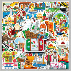 50pcs Italian Landscape Graffiti Stickers DIY Skateboard Notebook Waterproof