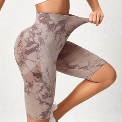 Tie Dye Sports Shorts High Waist Yoga Pants Women's Activewear