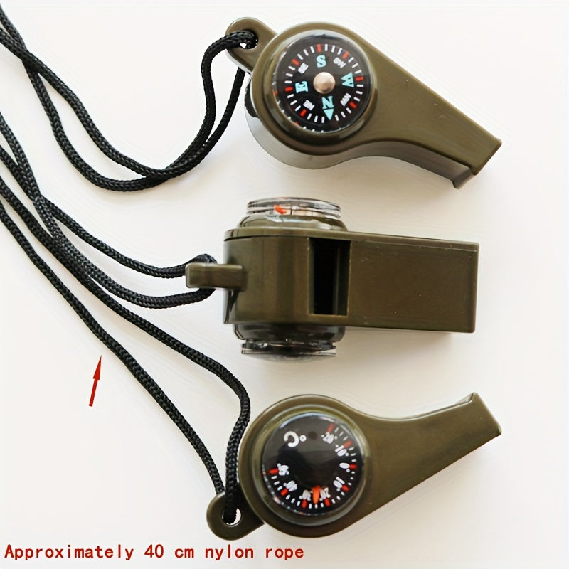 3-in-1 Emergency Whistle Compass Thermometer High Decibel Keychain Whistle