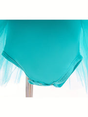 Girls Green Tulle Tutu Mesh Cami Dress Ballet Dance Practice Leotards