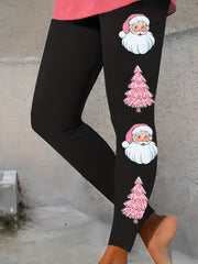 Christmas Print Skinny Leggings Elastic Waist Stretchy Leggings