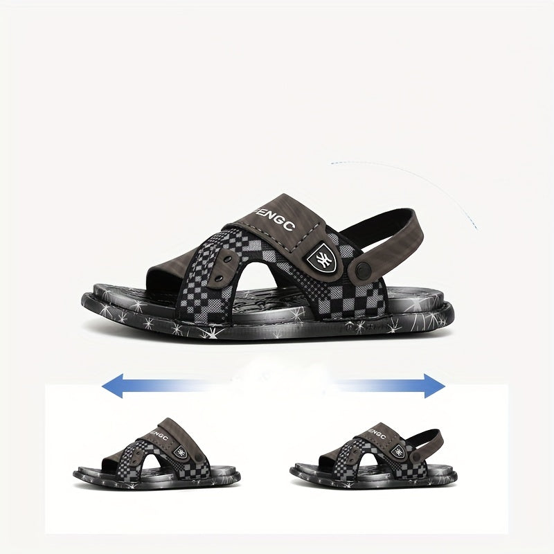 Men's Open Toe Hook And Loop Sandals Non Slip Comfortable Beach Shoes Summer