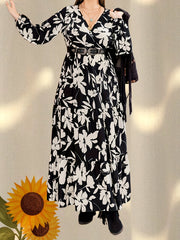 Floral Print Long Sleeve Maxi Dress