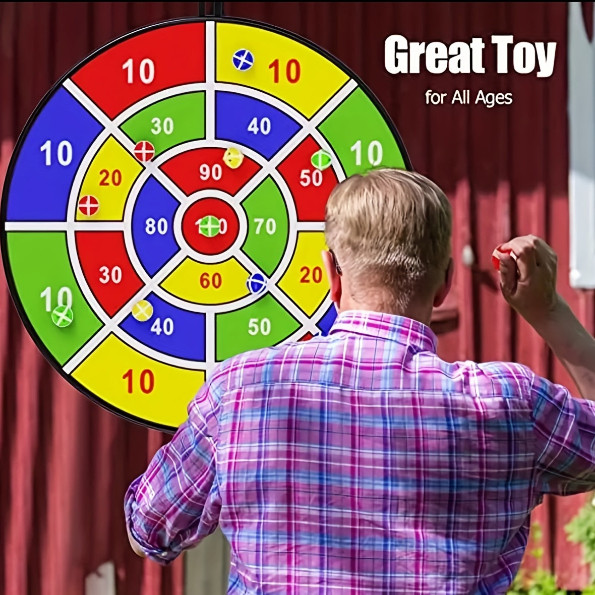 Kids Dart Board Set with 12 Sticky Balls - Indoor Outdoor Fun Game for Ages 3-12