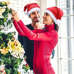 1pc Unisex Santa Hat For Holiday Party Soft Felt Thickened Christmas Hat