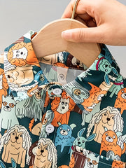 2pcs Boys Funny Dog Graphic Shirt&Shorts Set Summer Kids Clothing
