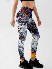 Cat Cartoon Flower Yoga Leggings High Stretch Gym Tight Pants