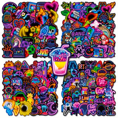 150 Mixed Cartoon Stickers Waterproof Colorful Graffiti Neon