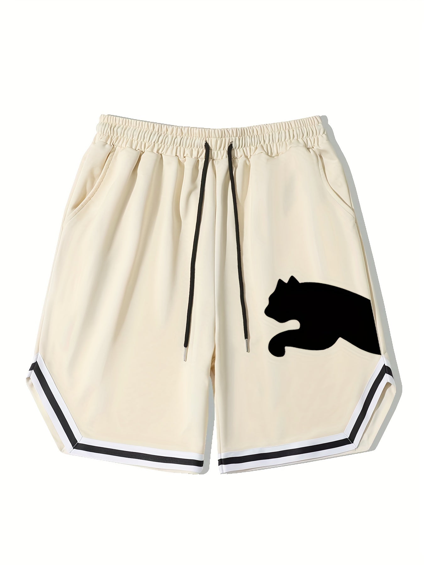 Animal Pattern Stretch Drawstring Shorts