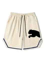 Animal Pattern Stretch Drawstring Shorts