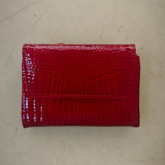 Green Croc Texture Wallet with Triple Magnetic Closure