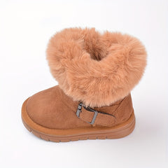 Girl's Solid Snow Boots Warm Fleece Cozy Non slip Ankle Boots
