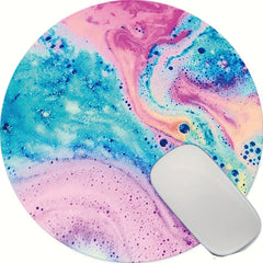 Pink Marble Art Mouse Pad Round Non Slip Rubber Mousepad