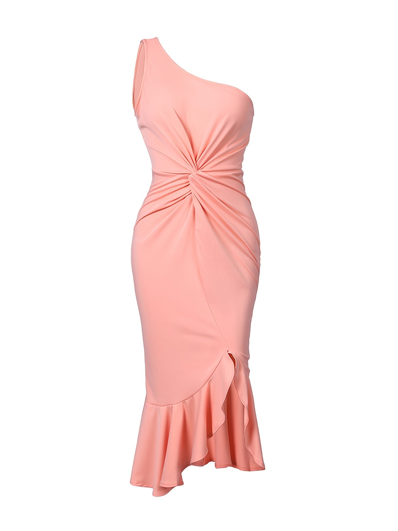 One Shoulder Dress Sexy Bodycon Sleeveless Midi Dress Women's Clothing