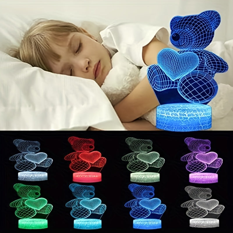 3D Bear Night Light For Kids 16 Colors Changing Remote Control