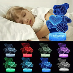 3D Bear Night Light For Kids 16 Colors Changing Remote Control