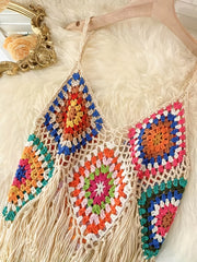 Graphic Print Tassel Cami Top Beach Wear Sleeveless Top