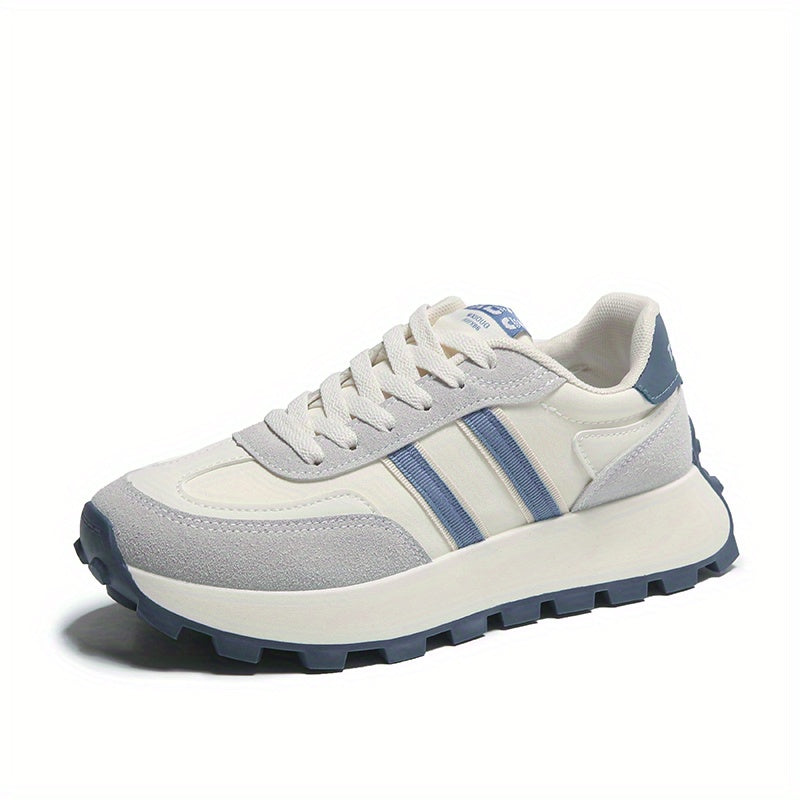 Women's Colorblock Platform Sneakers Lace Up Shoes Lightweight Running Shoes