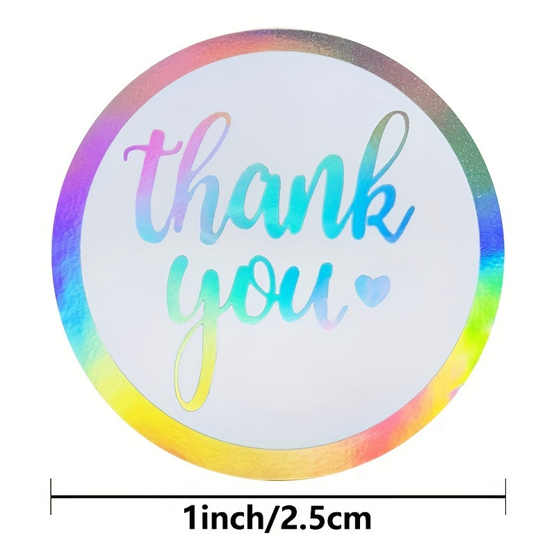 500pcs 2 Round Rainbow Laser Thank You Stickers Adhesive Label Stickers