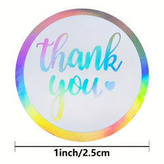 500pcs 2 Round Rainbow Laser Thank You Stickers Adhesive Label Stickers