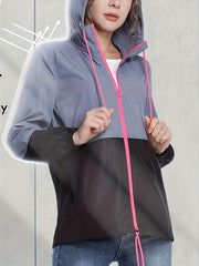 Women's Waterproof Hooded Raincoat Lightweight Packable Rain Jacket