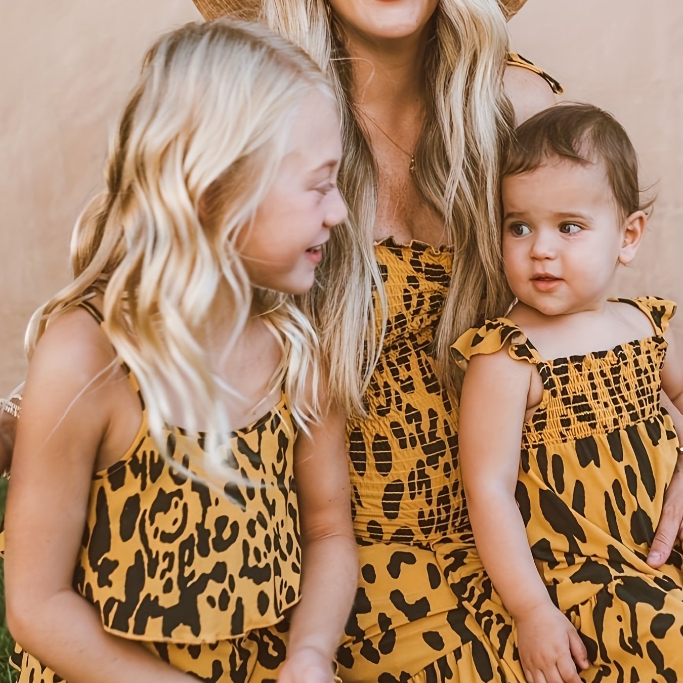 Leopard Print Long Dress for Mom and Me Parent Child Outfit