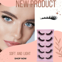 5 Pairs Fluffy Cat Eye False Eyelashes for Eye Opening Makeup