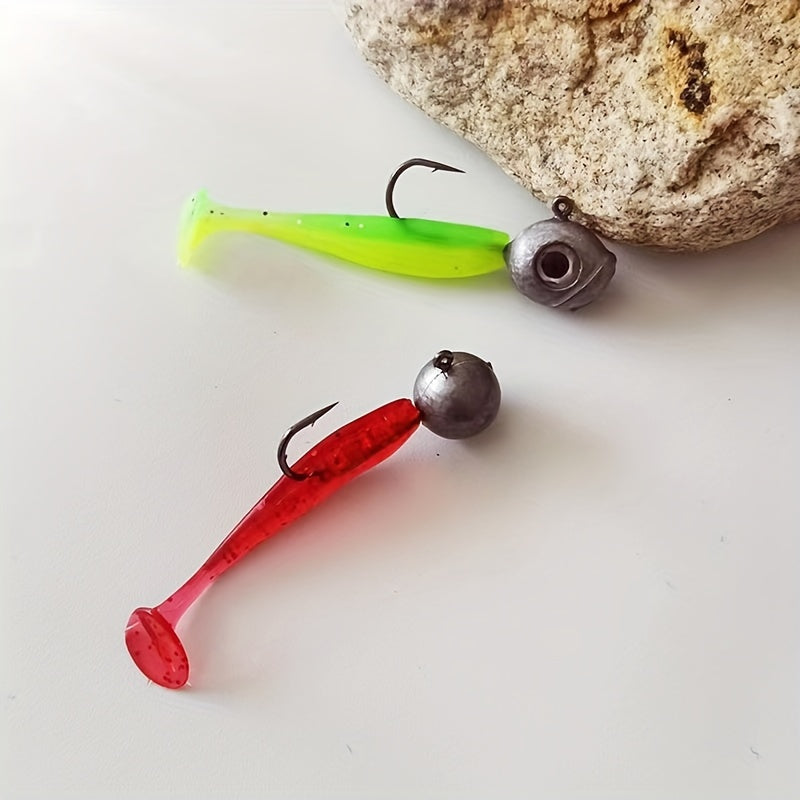 10pcs Soft Bait T Tail Soft Worm Swimbait Dual Bionic Soft Lure