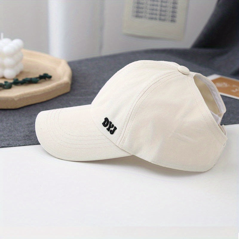 DYJ Embroidery Baseball Cap Solid Couple Sun Hat Unisex Sunscreen Dad Hats