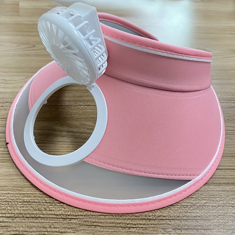 Girls Top Visor Hat With Fan UV Protective Sport Cap