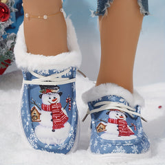 Christmas Snowman Pattern Thickened Warm Winter Outdoor Sneakers