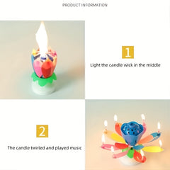 Double Layer Rotating Lotus Candle Birthday Cake Candle