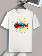 CRASH Pattern Print Men's Comfy Sports T-shirt Graphic Tee