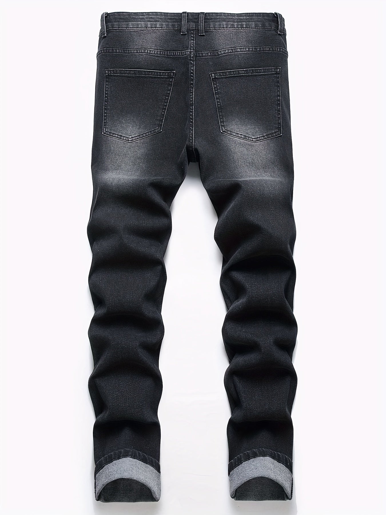 Ripped Cotton Slim Fit Stretch Jeans Mens Denim Pants