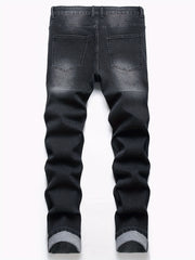 Ripped Cotton Slim Fit Stretch Jeans Mens Denim Pants