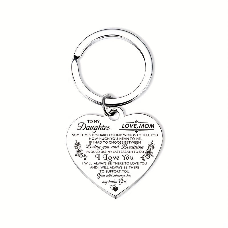 Heart Keychain Key Ring Inspirational Birthday Gift From Mom