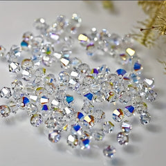4mm 100pcs Clear Crystal AB Bicone Beads DIY Necklace Bracelet Jewelry Supplies