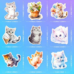 50pcs Watercolor Cat Graffiti Stickers Vinyl Waterproof Stickers